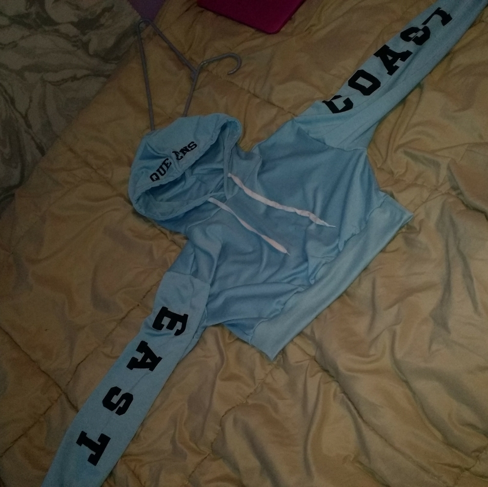 East coast light blue cropped hoddie